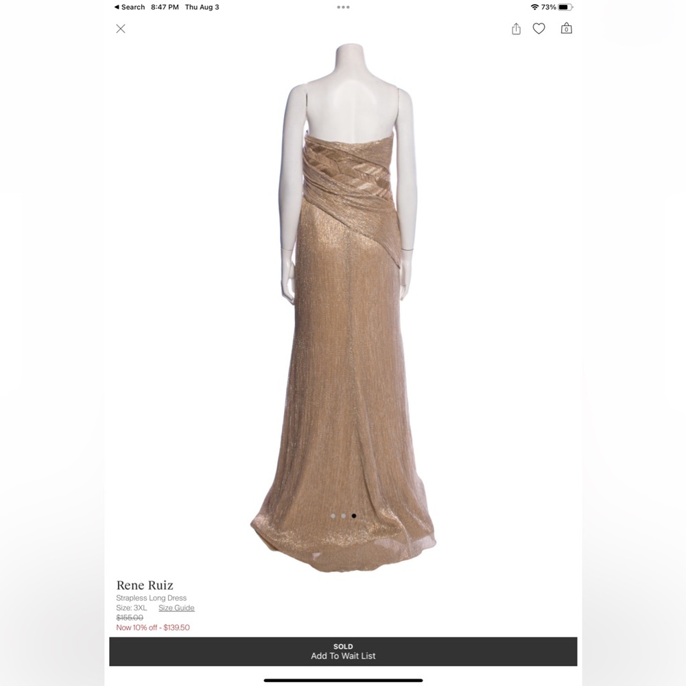 Rene Ruiz strapless gown